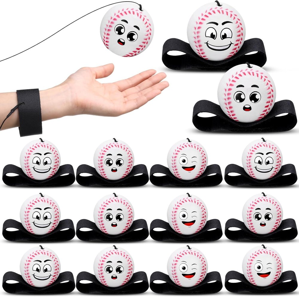 12 Pcs Wrist Return Balls on a String Face Return Sport Balls with Elastic Strap