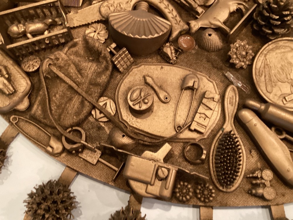 Large Vintage Found Object Art Wall Hanging