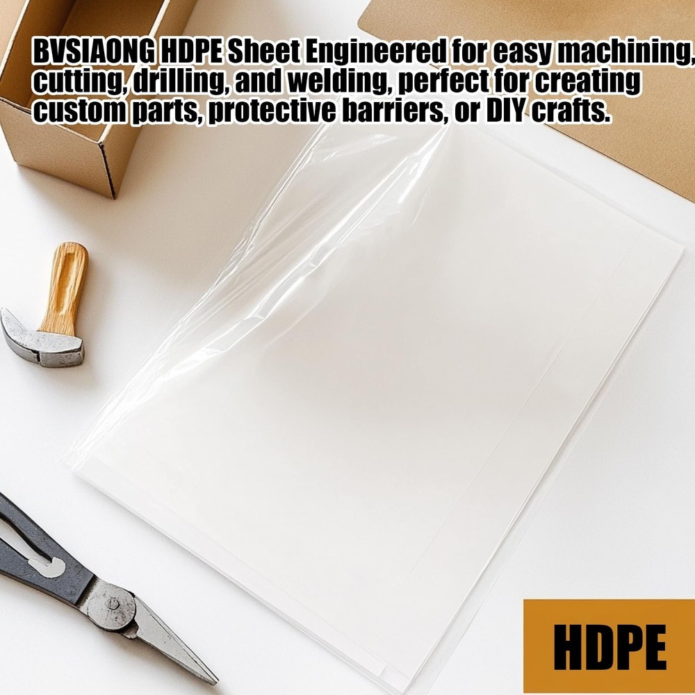 HDPE Sheet 1/4-2PCS 12" x 8" High Density Polyethylene Sheets with Protective...