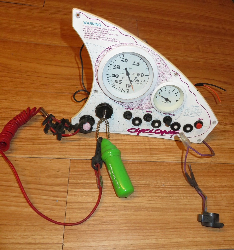 Cyclone Boat Dash Instrument Panel with Gauge Cluster, key switch & key