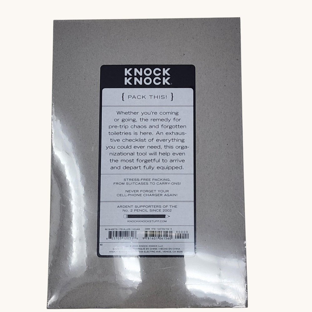 Knock Knock Pack This Travel Packing Checklist Notepad More Than 59 Sheets New