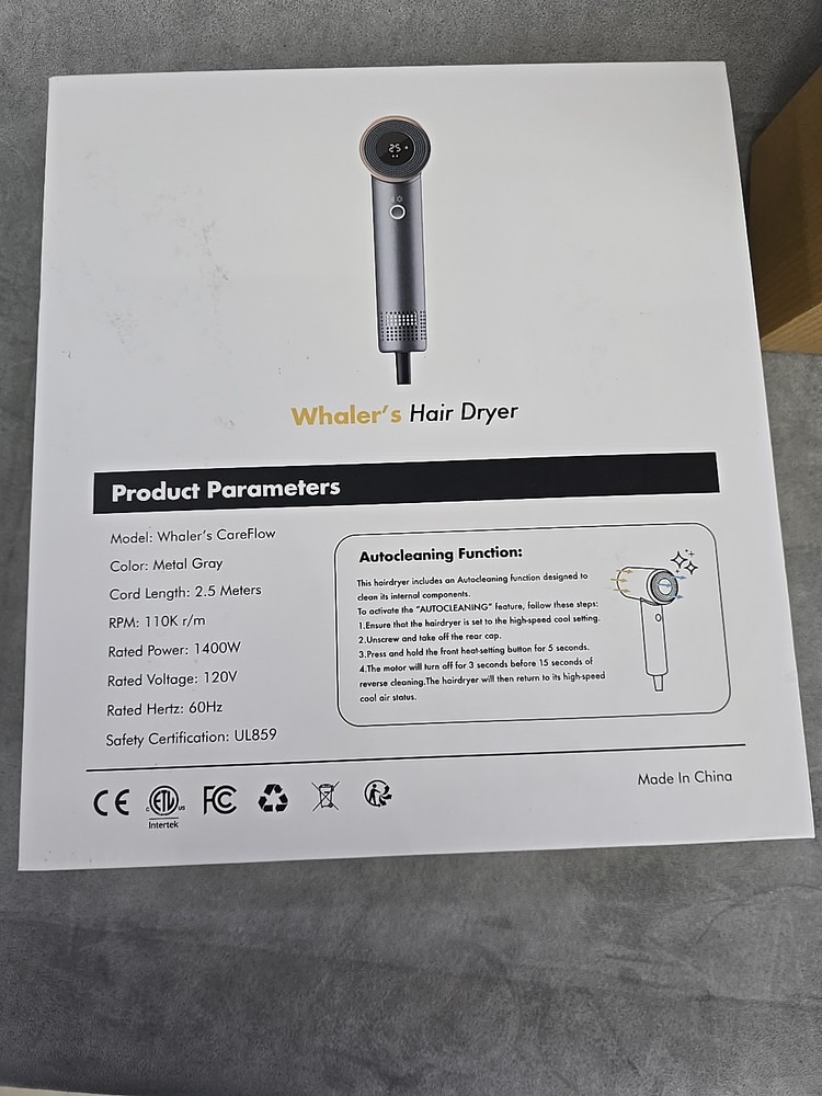 Whalers Hair Dryer CareFlow , W/ Concentrator & Diffuser