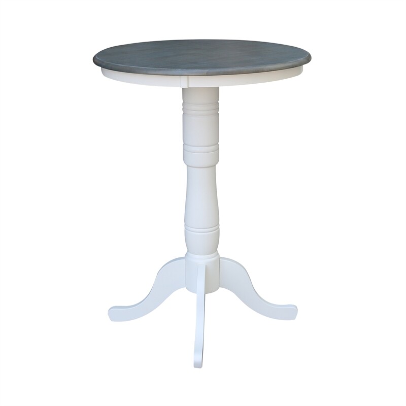 30" Round Solid Wood Gray Table-Bar Height