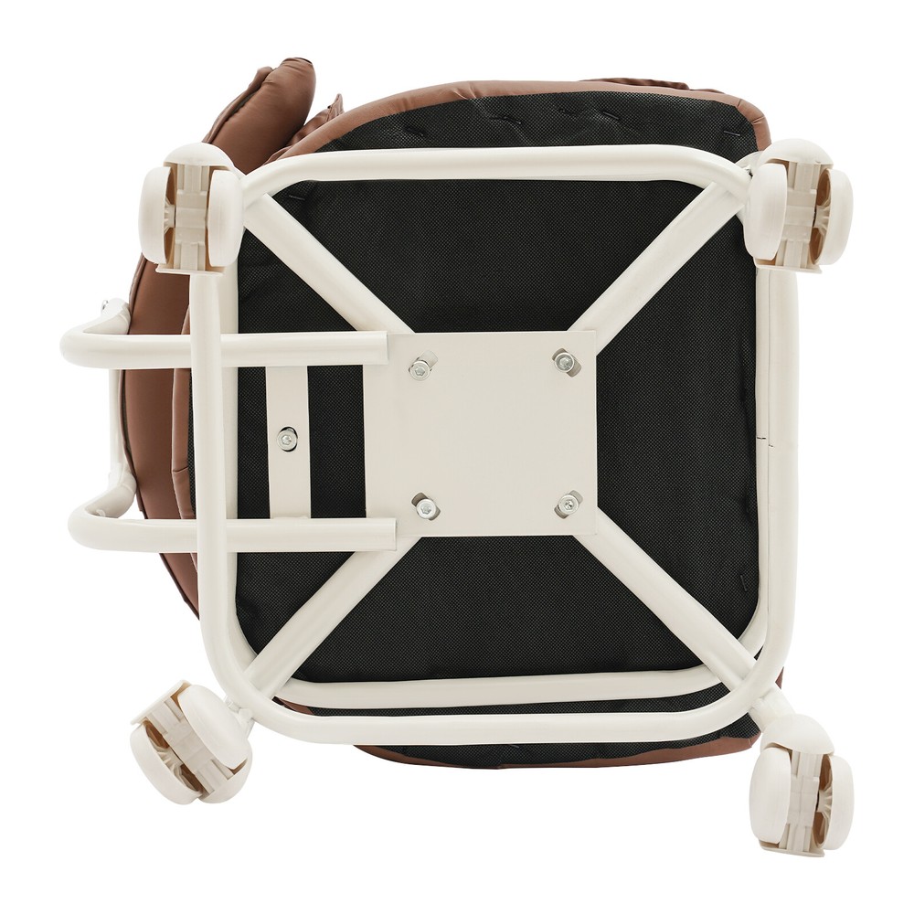 Brown Rolling Stool with Back Rest Heavy Duty Rolling Stool Roller Chair