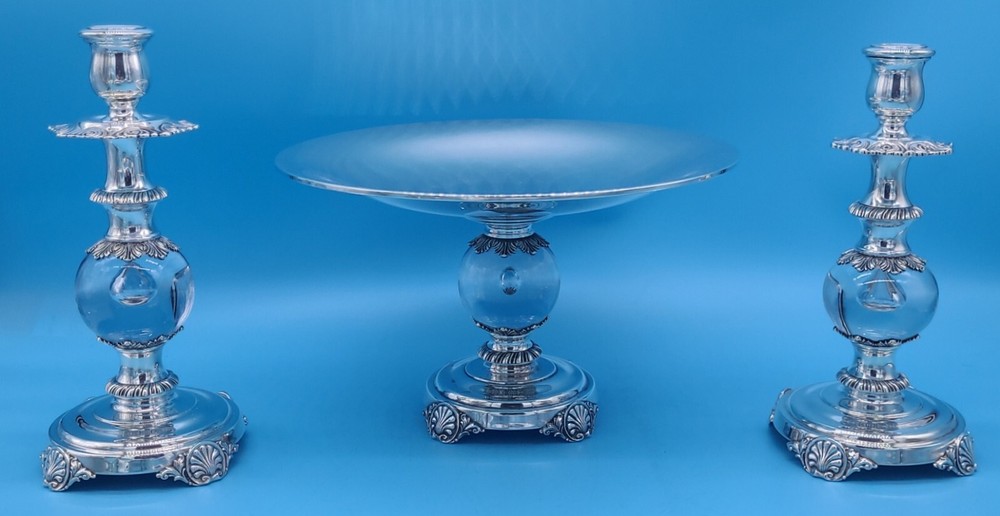 QUAKER SILVER CO. STIRLING CASTLE STERLING SILVER TABLE GARNITURE