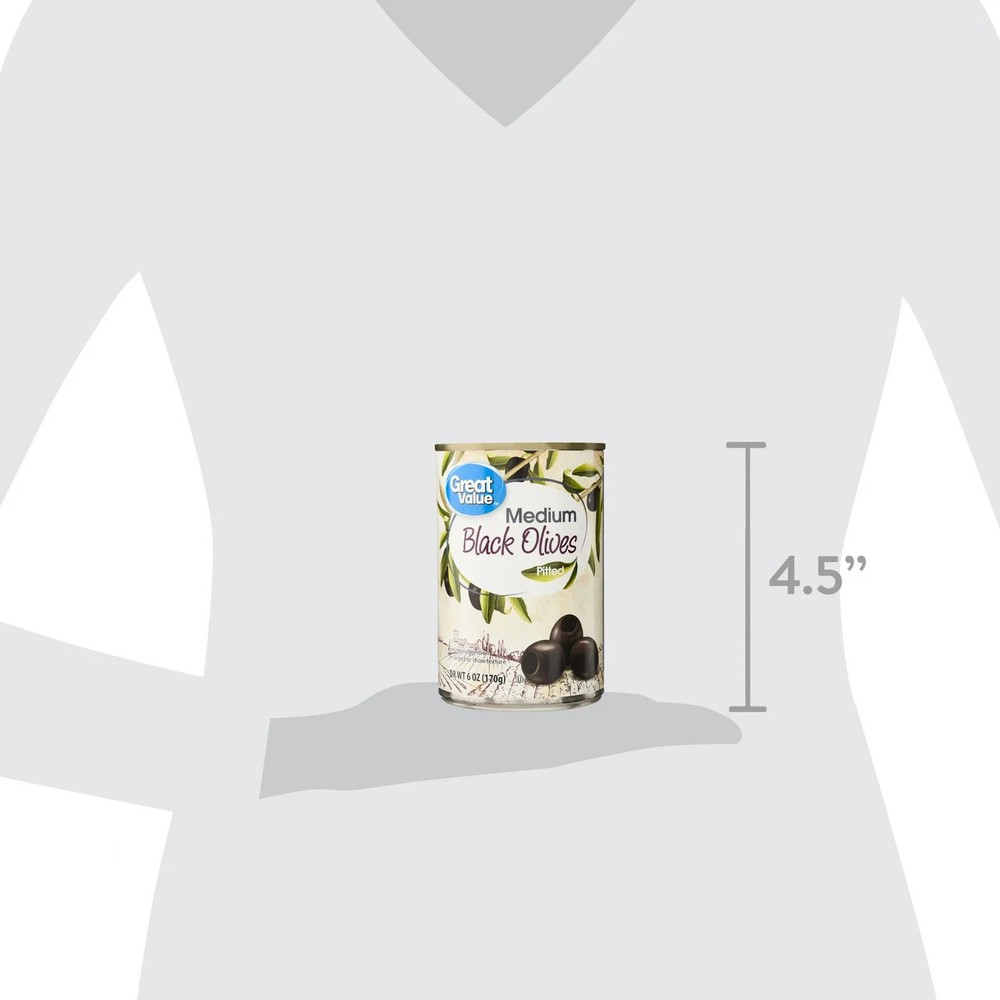 (3 pack) Great Value Medium Pitted Black Olives, 6 oz