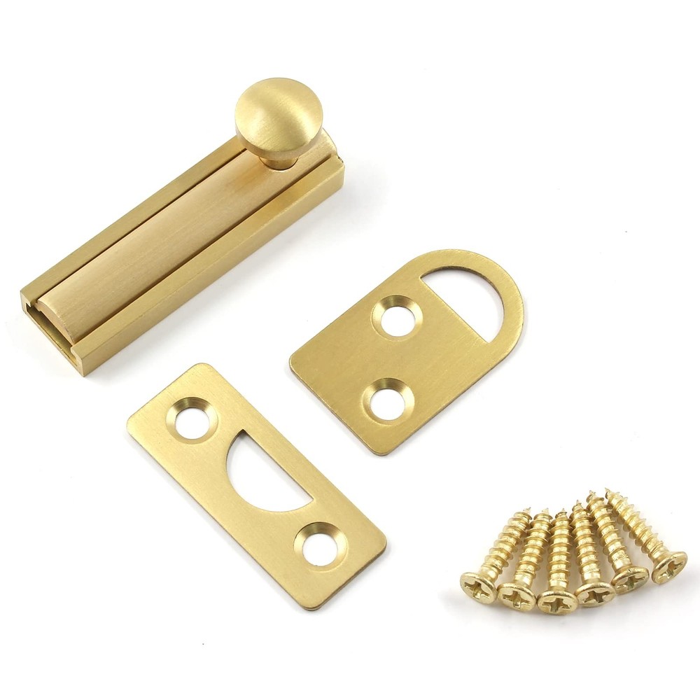 2 Inch Solid Brass Surface Bolt, Brass Slide Bolt Latch, Cabinet Surface Bolt...