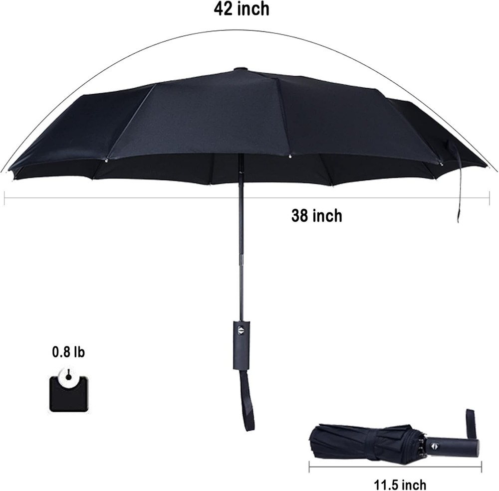 Travel Essentials Umbrella Windproof Compact Collapsible Light, Automatic, Stron