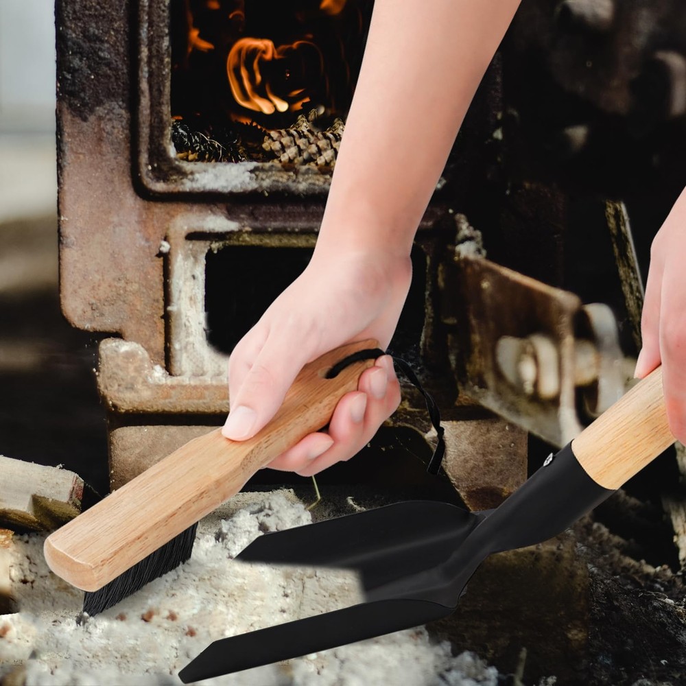 Ash Shovel & Hearth Brush Set - Fireplace Tools Set, Fire Pit Tools, Hearth T...