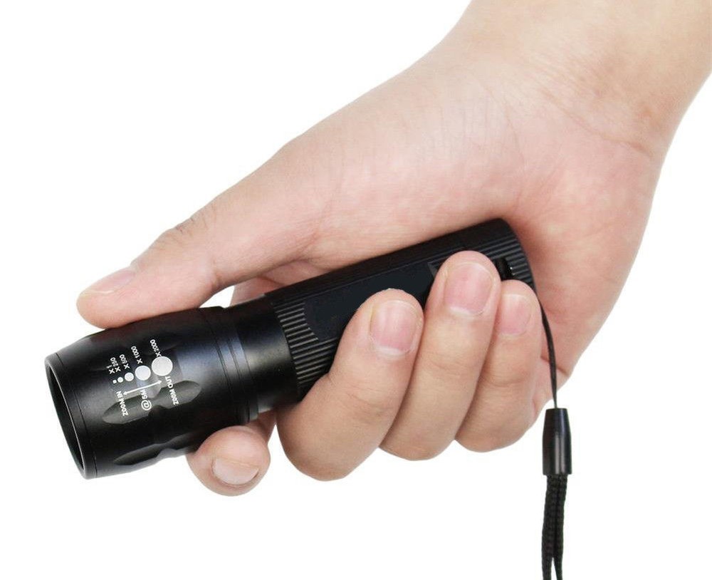 LED Flashlight Torch 1193 With Adjustable Focus Zoom + Battery