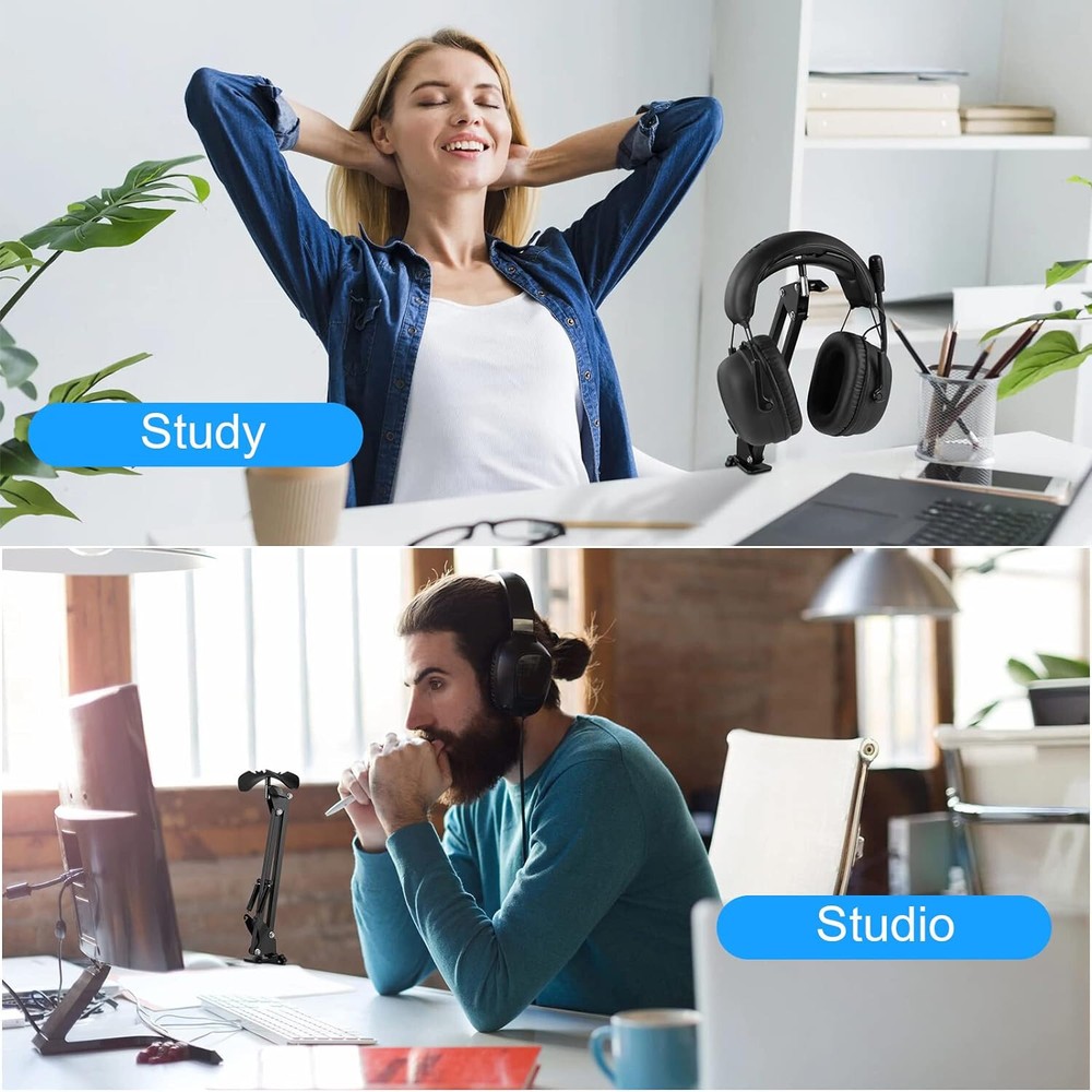 Cloolc Desktop Adjustable Headset Stand, Black