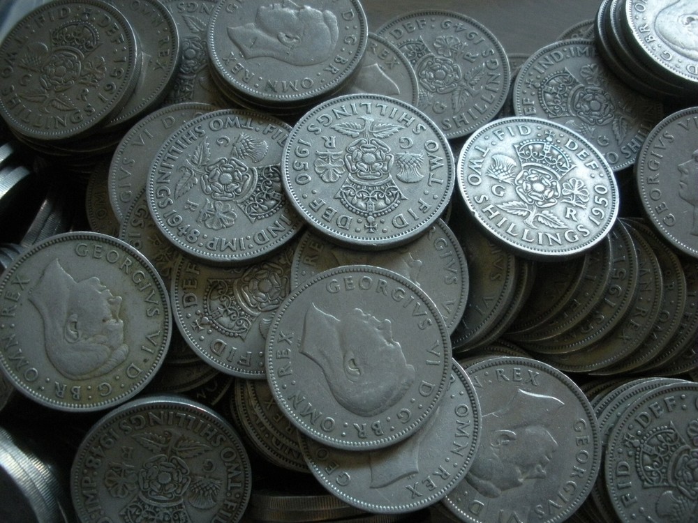 30 George 6th British Florins Two Shillings mixed dates