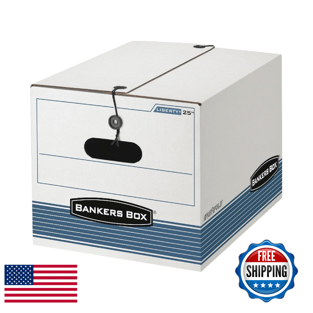 Bankers Box 12-Pack Medium-Duty String & Button File Storage Box, FastFold Assem