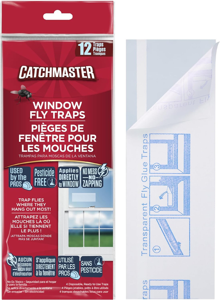 Window Fly Traps 12-Pack, Fruit Fly Traps for Indoors, Disposable Bulk Bug Catch