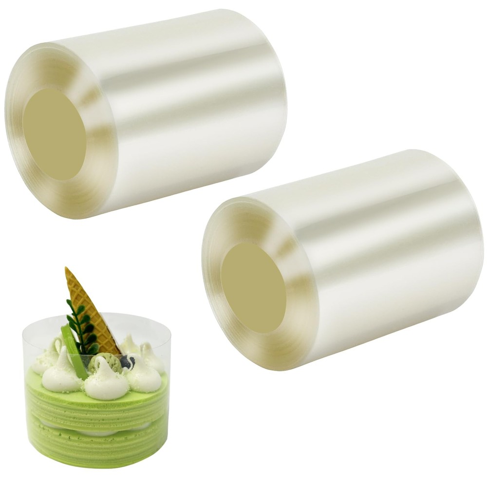 2 Pack Cake Collars 2.4x394 Inch Transparent Acetate Sheets, Baking Clear Strips