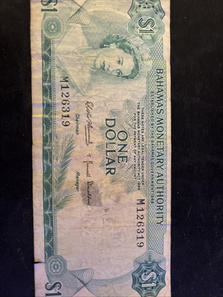 BAHAMAS $1 One Dollar 1968 Monetary Authority Banknote