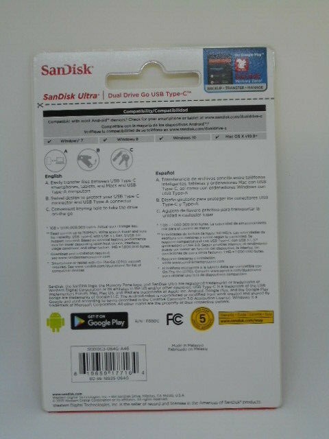 New SanDisk 64GB Plastic Dual USB Type C