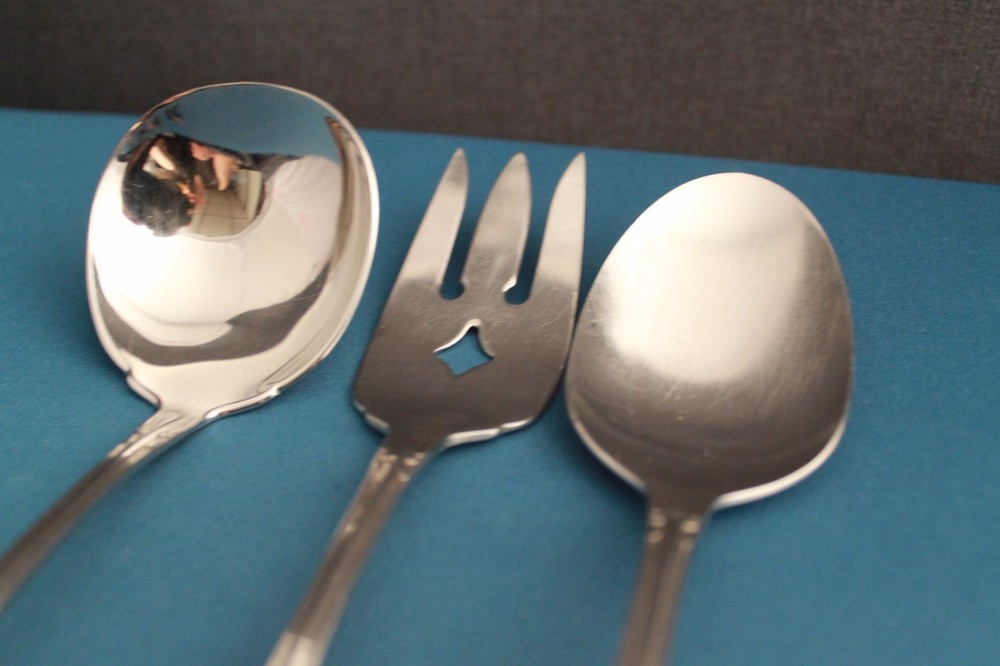 Oneida WHITTIER Serving (3pc Set) Tablespoon Meat Fork Oneidaware Stainless