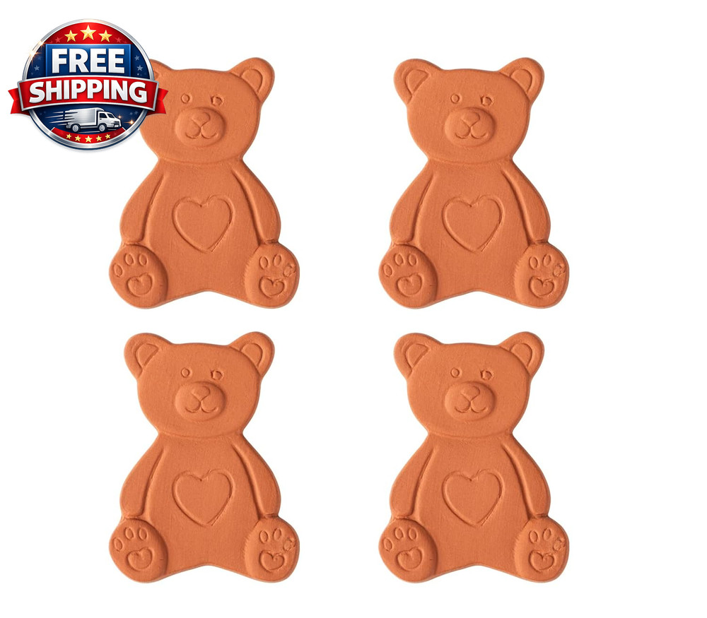 4 Pack Bear Shaped Terracotta Brown Sugar Savers - Keep Sugar Soft!