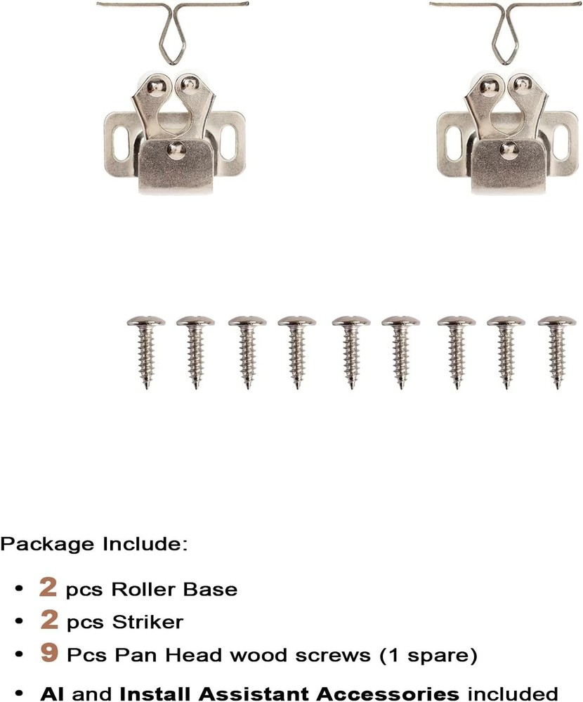 2 PCS Cabinet Latch Double Roller Catch Hardware for Cupboard Closet Cabinet ...