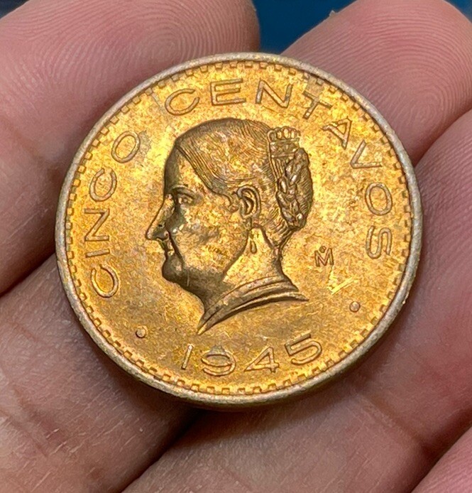 1945 Mexico 5 Centavos Coin Excellent BU Condition