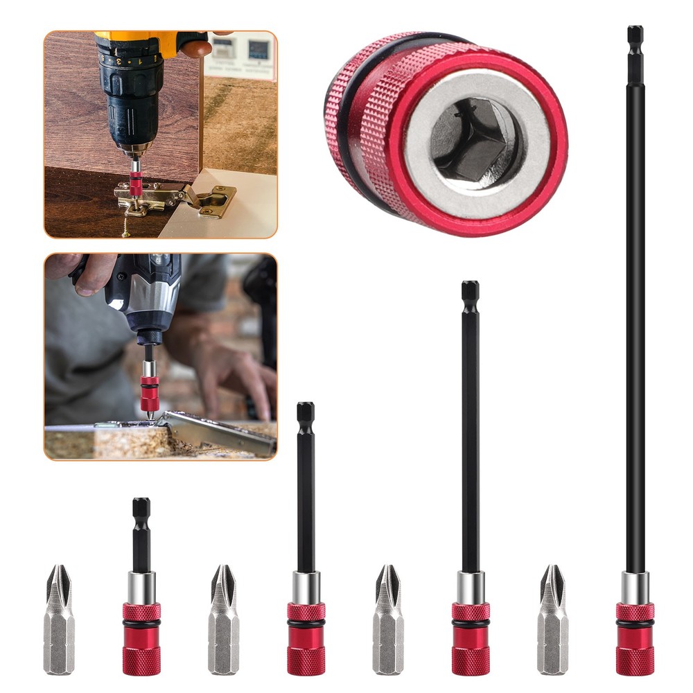 4Pcs Drill Extension 1/4" Hex Quick Release Bit Holder 12" 6" 4" 2"+4Pcs PH2 Bit