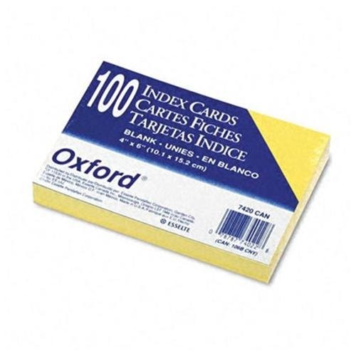 Esselte Printable Index Card - 4" X 6" - 100 / Pack - Canary (7420CAN)