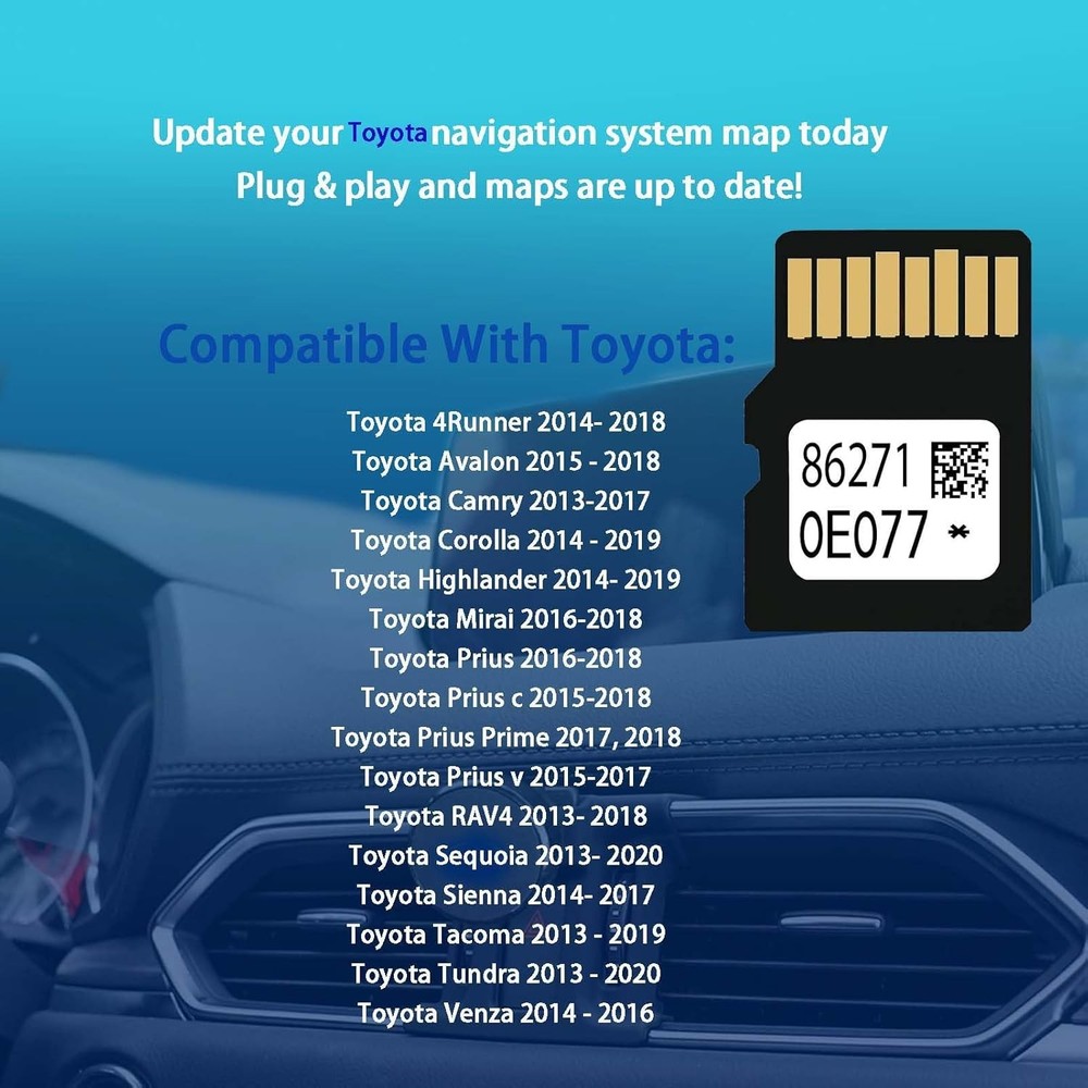 2025 Latest Navigation SD Card Map Update Compatible with Toyota, Black