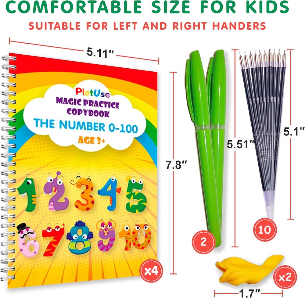 Magic Grooved Practice Copybook Set – Handwriting Learning medium, Multicolor