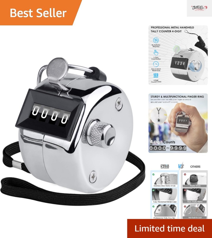 Lightweight Handheld 4-Digit Clicker Counter - User-Friendly for All Ages