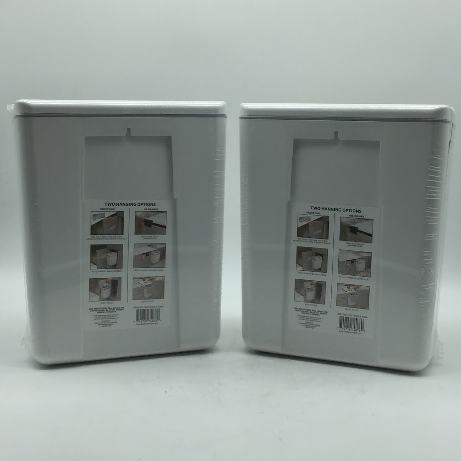 2 Pack Glad 2.3 gal. Roommate White Plastic Under Counter Waste Bin