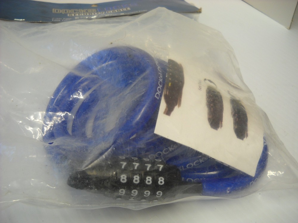 Docks Locks Security Cable Coiled Combination Lock Coated Blue 5 Foot Marine