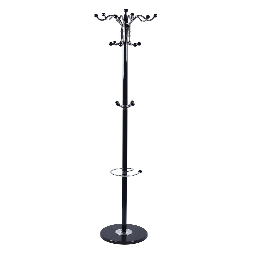 67" Freestanding Coat Rack Metal Coat Tree with Stable Large Base & 16 Hooks