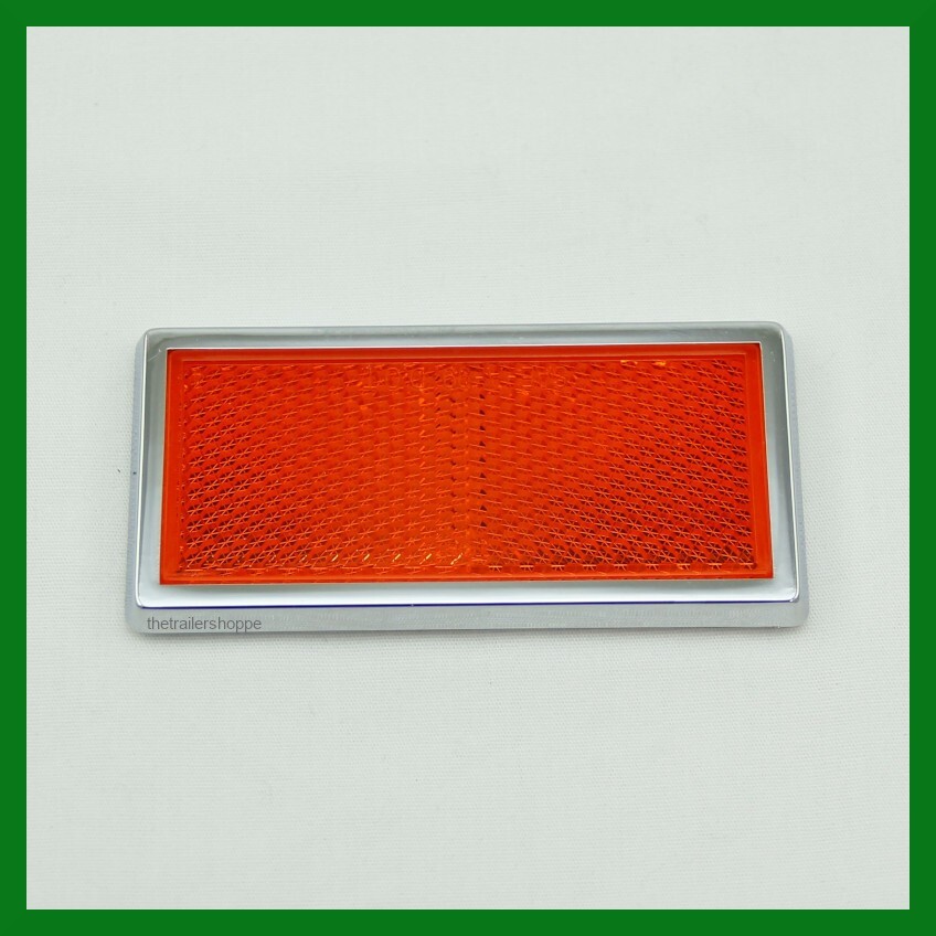 Amber Stick-on Reflectors with Chrome Bezel Truck RV 3-1/2" Rectangular Set of 4