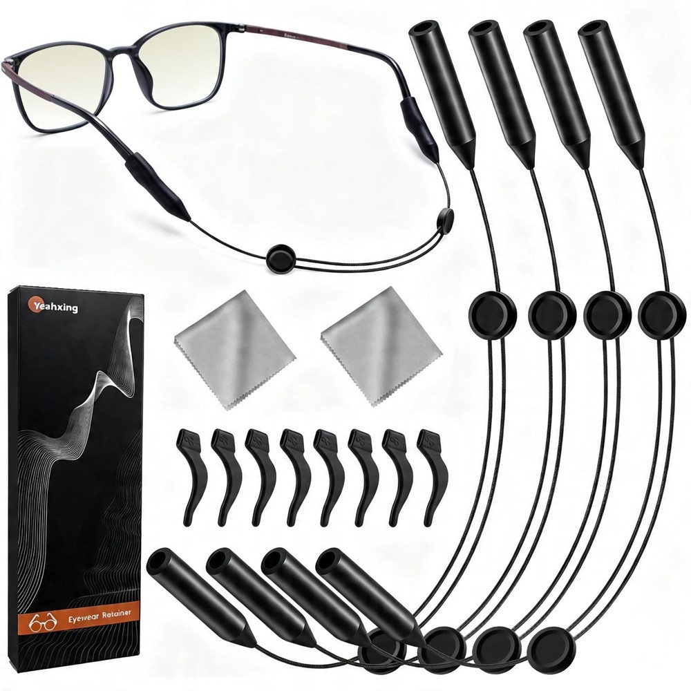 Adjustable Glasses Strap - 4 Pack 16Inch Eye Glasses String Straps with Retai...