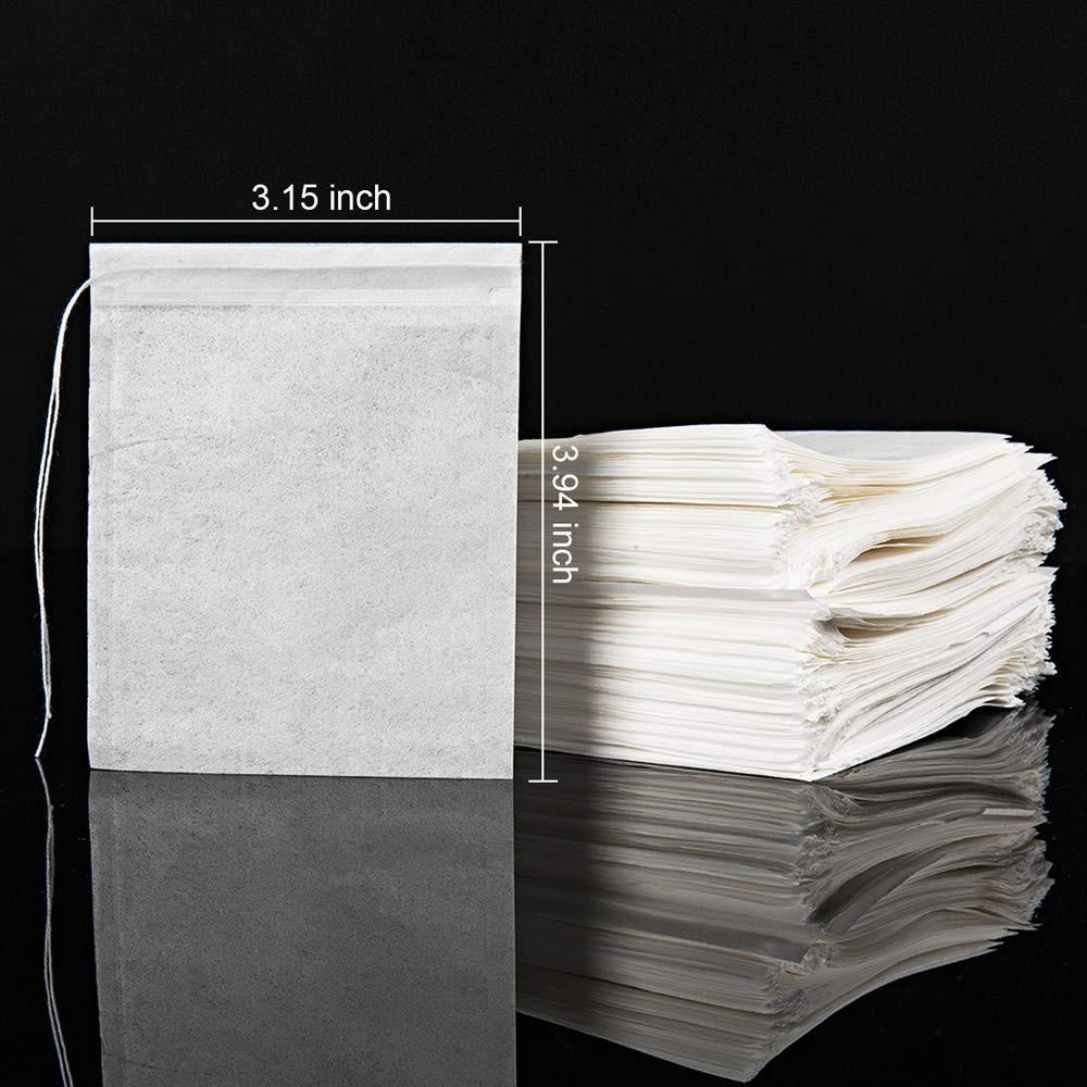 100PCS Tea Filter Bags, Disposable Tea Bags for Loose Leaf Tea, Drawstring Empty