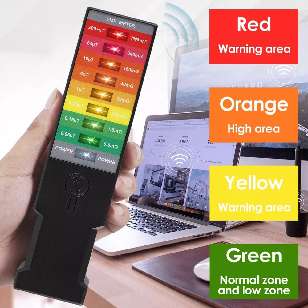Black Handheld High Sensitivity Electromagnetic Field Radiation Detector Tester
