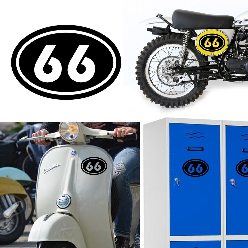 Number 66 V2 Oval, Sticker Vinyl
