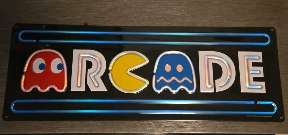 MS PAC MAN ARCADE GAME METAL SIGN