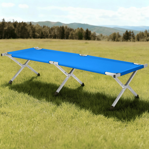 Portable Folding Camping Cot with Carrying Bag Army Blue