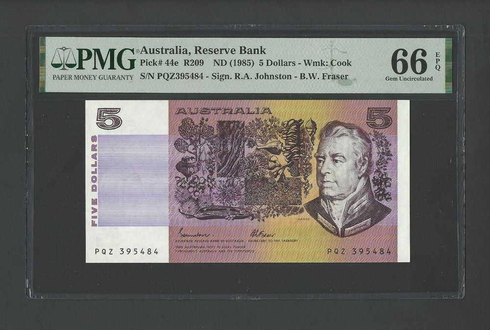 Australia 5 Dollars ND (1985) P44e Uncirculated Grade 66