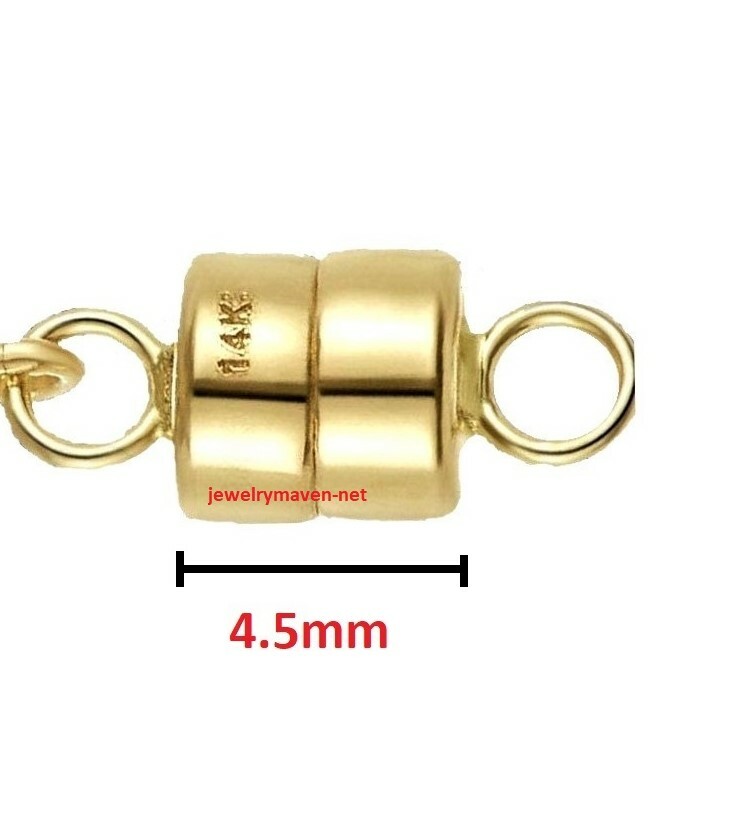 4.5mm 14k MAGNETIC CLASP TINY Converter Extender Solid Yellow White Gold 1 EACH