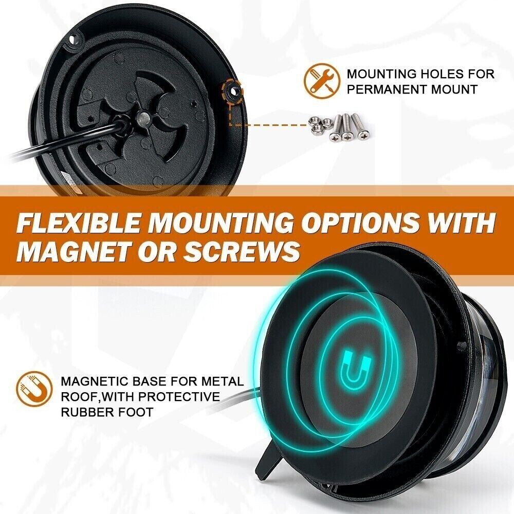 Emergency Warning Light 6.3cm LED Magnetic Strobe Headlight Amber Forklift E9