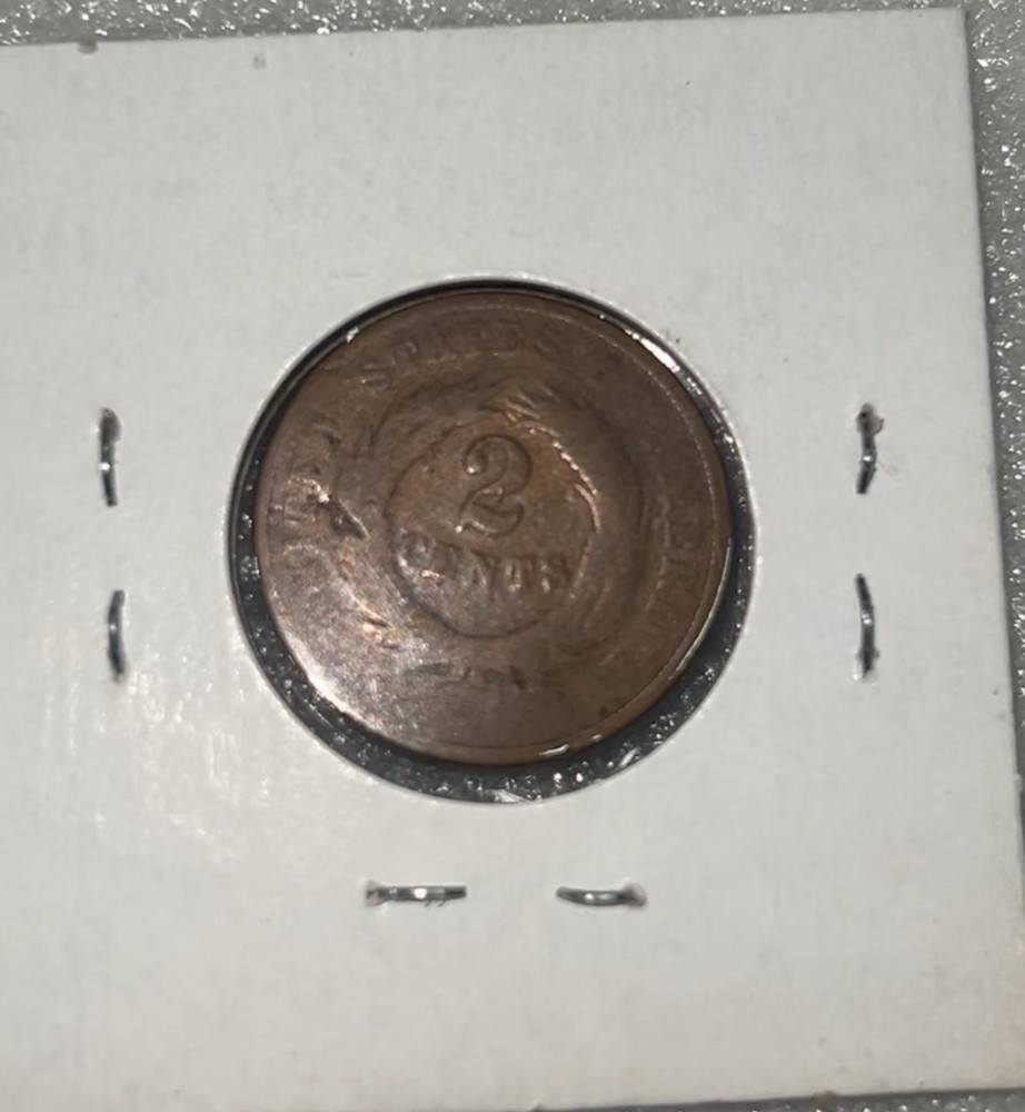 1868 Two Cent Piece – Vintage U.S. Copper Coin – Worn