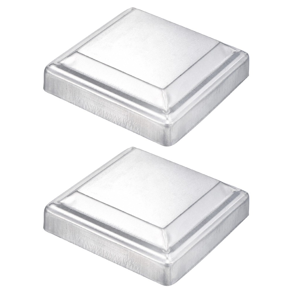 2Pcs Fence Post Cap, Galvanized Deck Post Caps Fit 4" x 4" Pipe, Silver