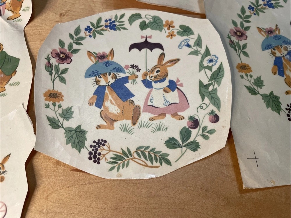 VTG Decal Ceramicorner Watermount Bunny Rabbit Anthropomorphic Easter Transfers