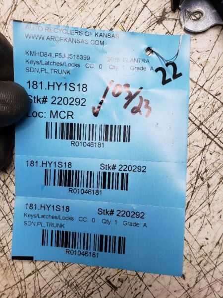 ELANTRA 2018 Keys/Latches/Locks 1046181