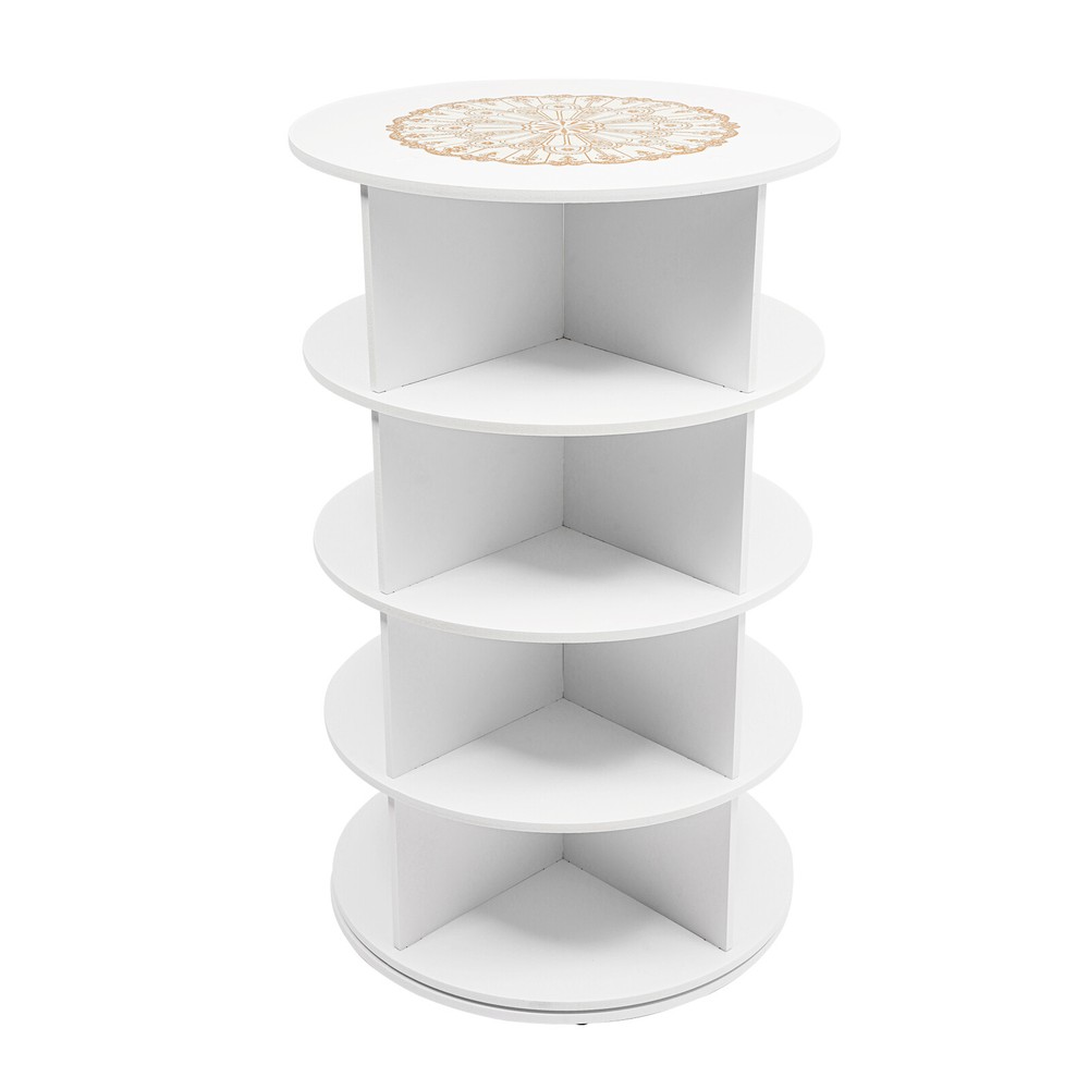 4-Tier Rotating Shoe Rack Tower 360° Spinning Shoe Display PVC White