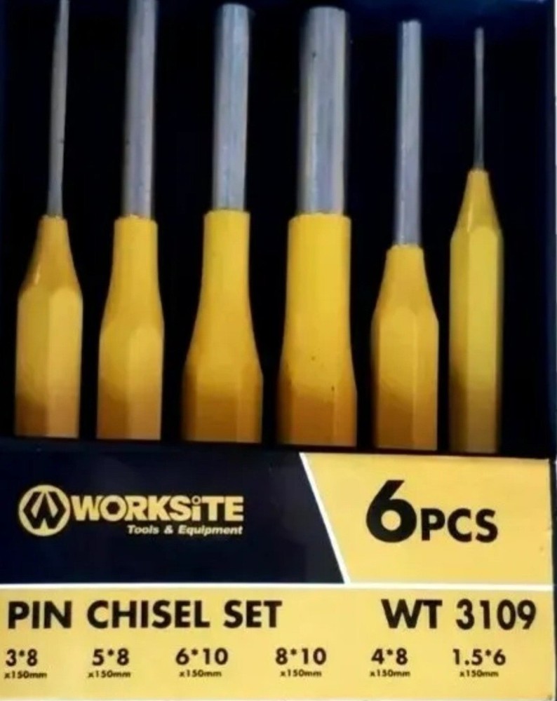 pin chisel set 6- pcs / worksite with Plastic Carrying Case.