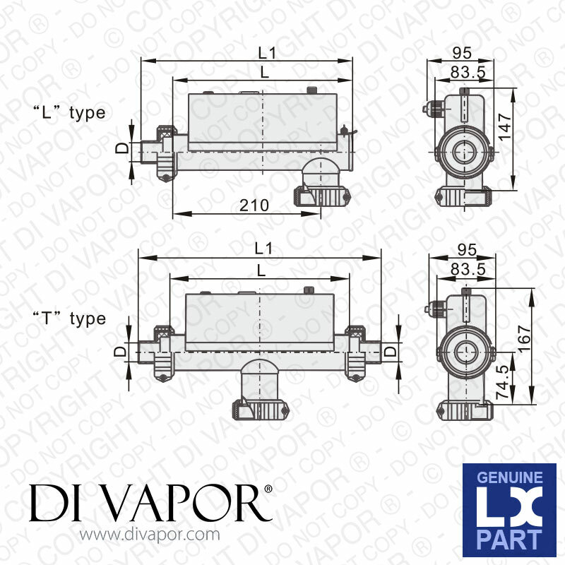 LX H30-R2 Water heater 3000W (3kW) - 230V/50Hz Flow type heater Whirlpool bath